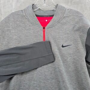 Nike Tiger Woods Collection Quarter Zip Men Large Gray Red Performance Pullover